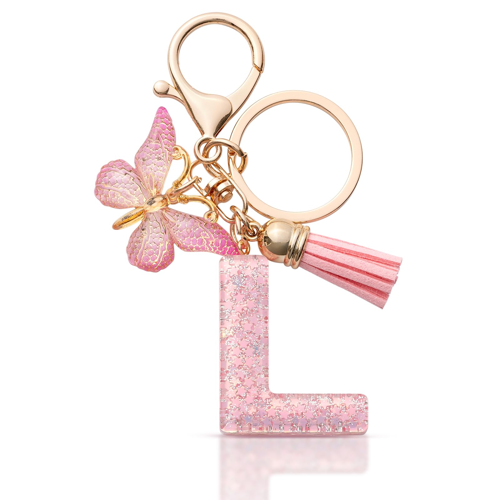 MORSUNBELA Schlüsselanhänger Buchstabe Mädchen Keychain mit Anfangsbuchstabe Schlüssel Anhänger mit Buchstaben für Frauen Damen
