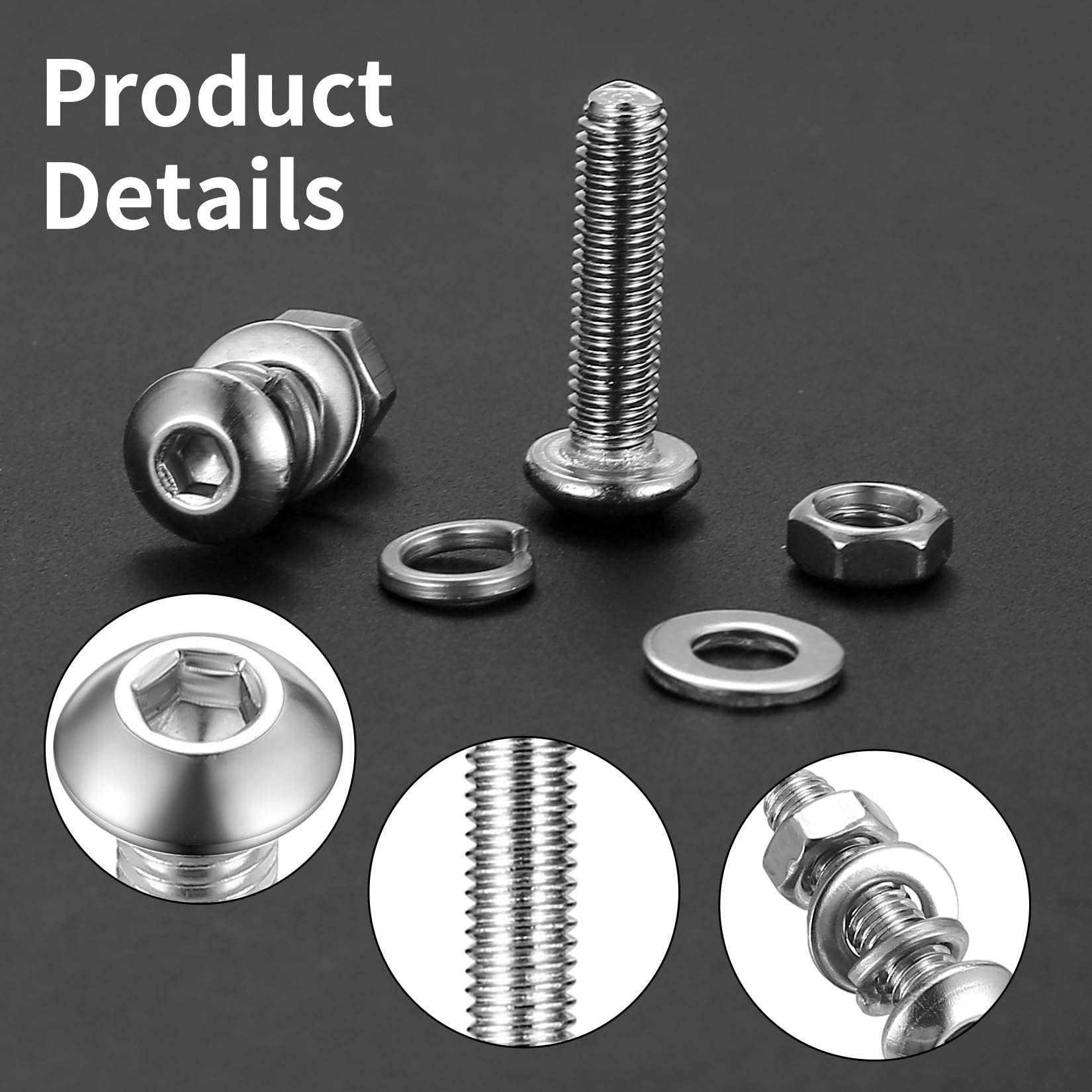 80 Pz Set di Viti M5 x 20mm, Bulloni e Dadi, Bulloni a Testa Bombata con Esagono Incassato, Viti a Testa Cilindrica con Esagono Incassato in Acciaio Inox e Dadi con Rondelle, Vite a Brugola