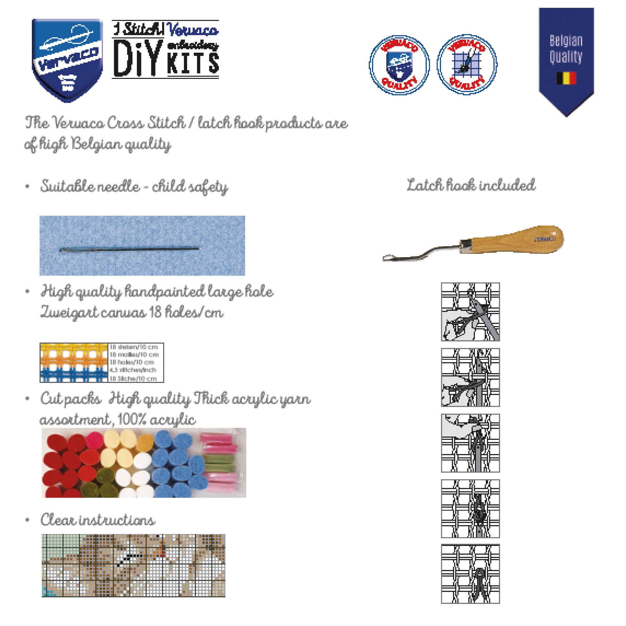 VERVACO Knüpfkissen Set Deko Kissenbezug Knüpfset für Anfänger Katzen Basteln Erwachsene Kreativ DIY Handarbeit Set Kissen zum Selber Knüpfe ca. 40 x 40 cm Latch Hook Kit Knüpfhaken Zubehör Kissen