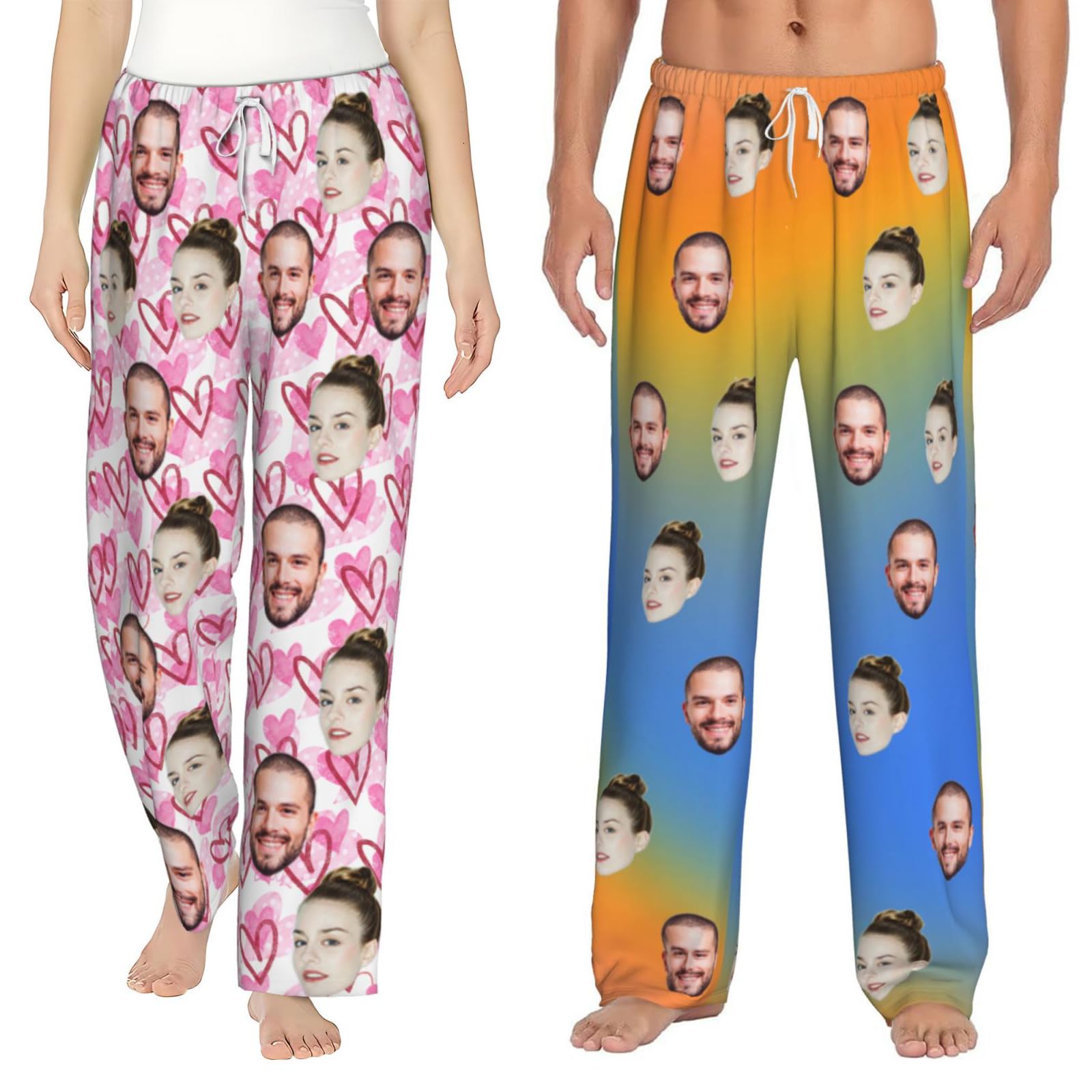 GZYZXP Custom Pyjama Pants with Face Photo, Personalized Casual Pj Bottoms, Photo Pyjama Bottoms, with Photo Face Personalised Photo PJs, Custom Pajama Sleepwear Bottoms with Pockets