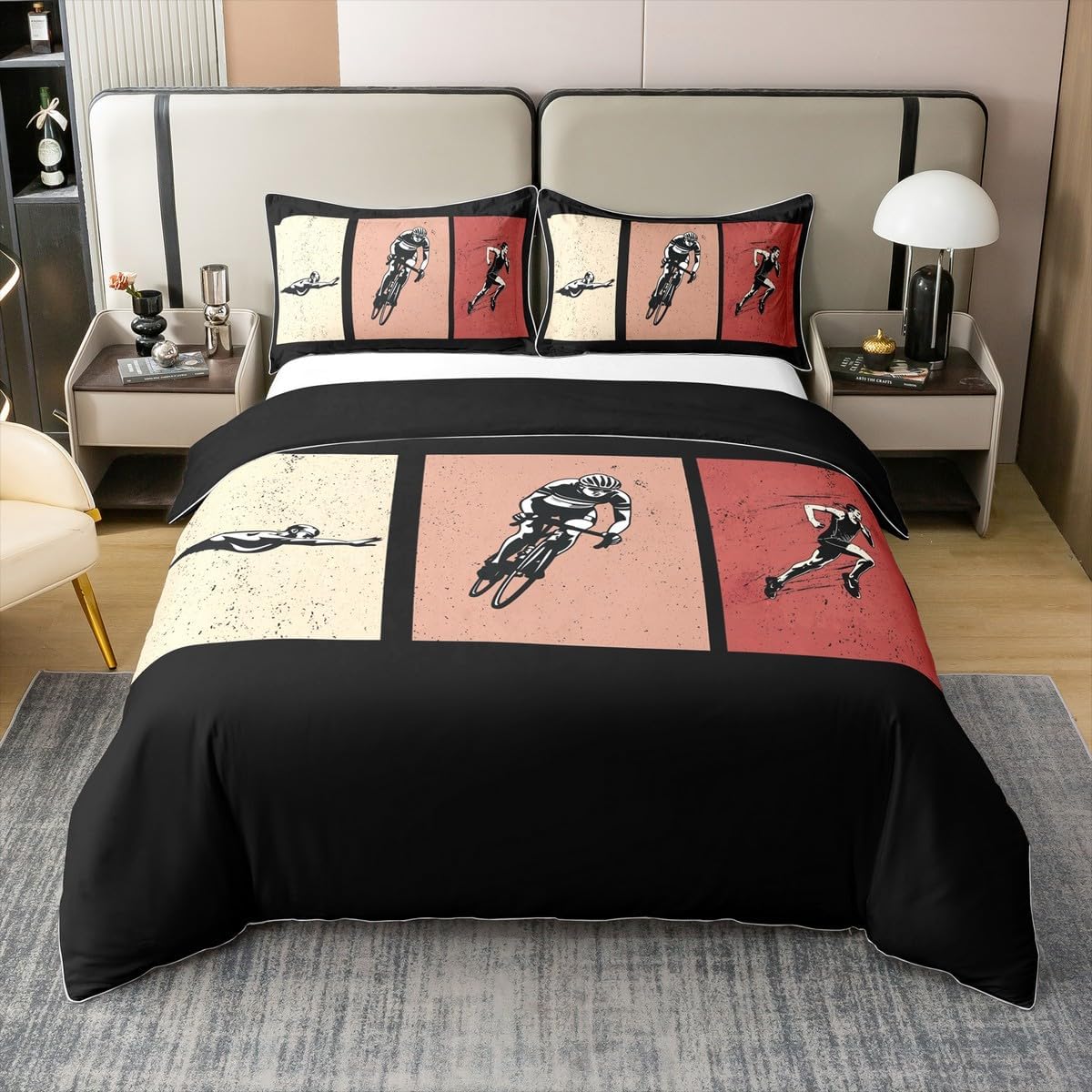 Mushroom Frog 100% Organic Cotton Comforter Cover Cute Mushroom Duvet Cover Set Queen Size for Bedroom Cartoon Animals Plants Bedding Set with 2 Pillowcases(Not Comforter)