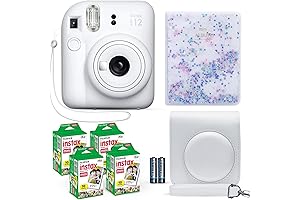 Instax Mini 12 Instant Camera Clay White with Corresponding Amenities