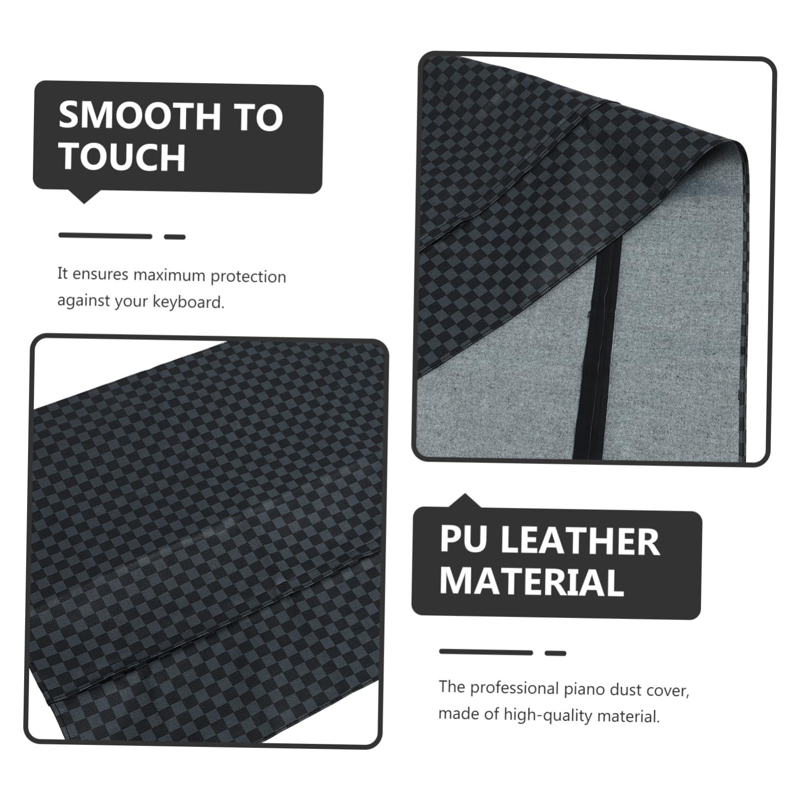 Yardwe 1 PC Piano Cover Durable PU Keyboard Protective Cover for Key Electronic Piano Double Design Smooth Touch Zipper Closure Elegant and Flexible Storage