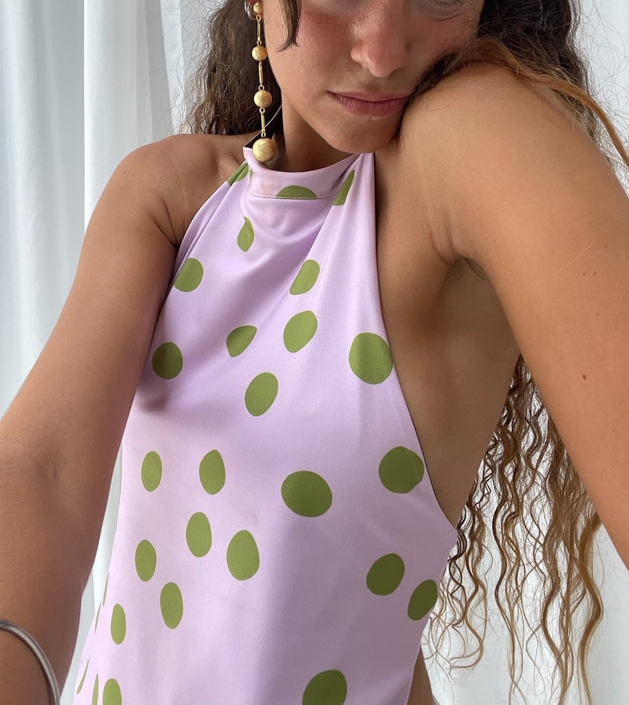 UAURORAO Women Backless Halter Top Mock Neck Boho Floral Tank Tops Open Back Aesthetic Y2k Going Out Club Party Top - Image 3