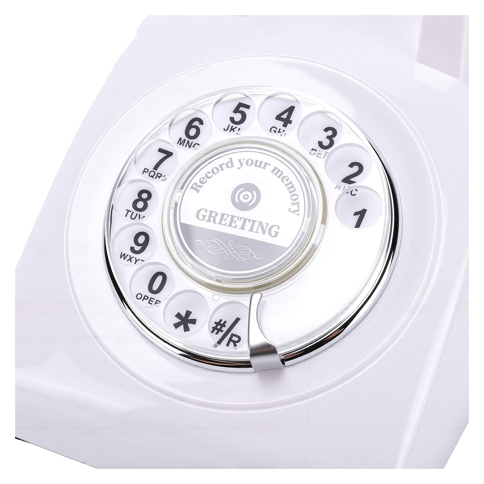 GOWENIC Telefono Vintage con Registrazione Vocale, Libro degli Ospiti con retrò per Eventi Nuziali, Memoria da 8 GB, Registrazione per 120 Ore, Telefono Regalo Facile da Usare (White)