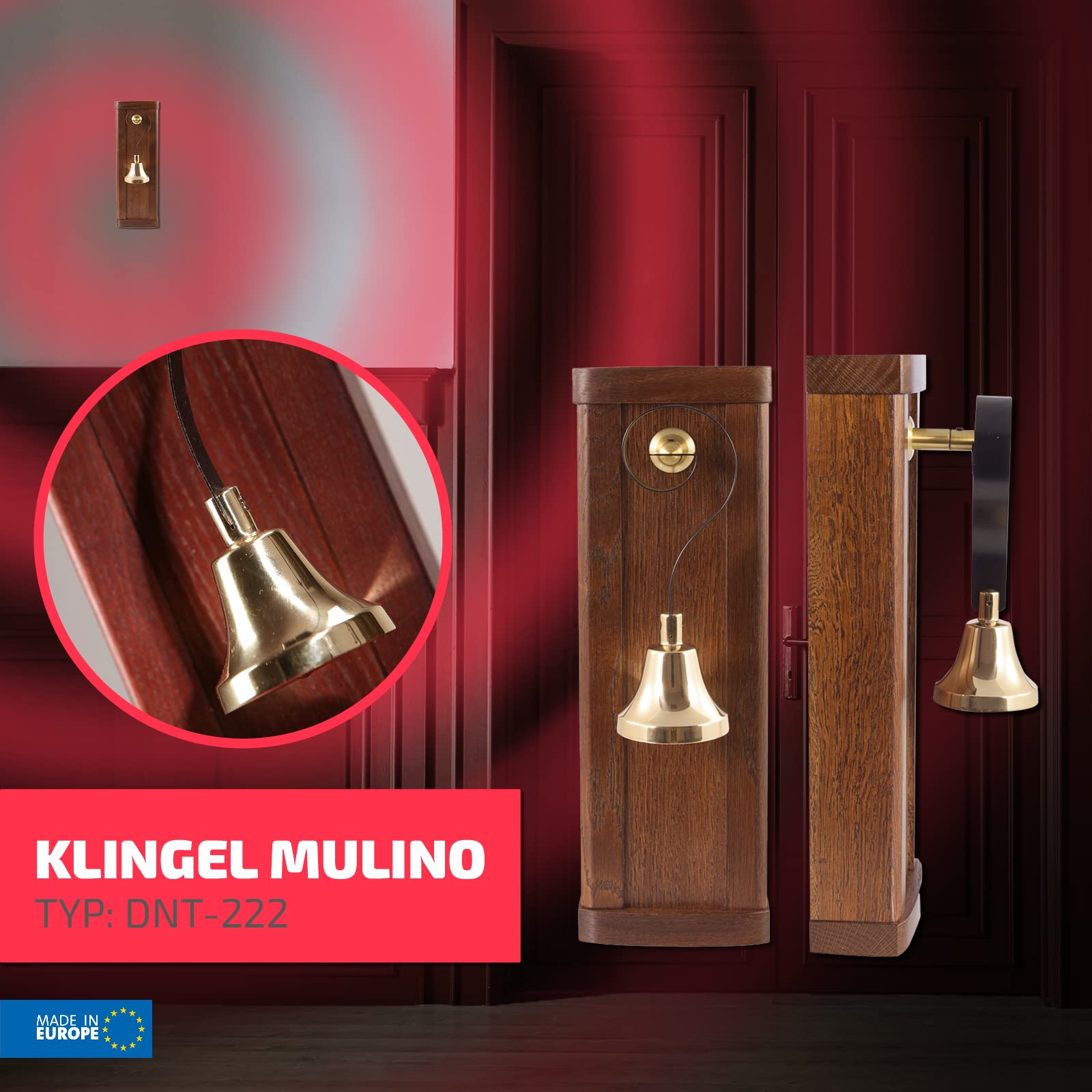 Retro DNT-222 mosiądz Butler dzwonek