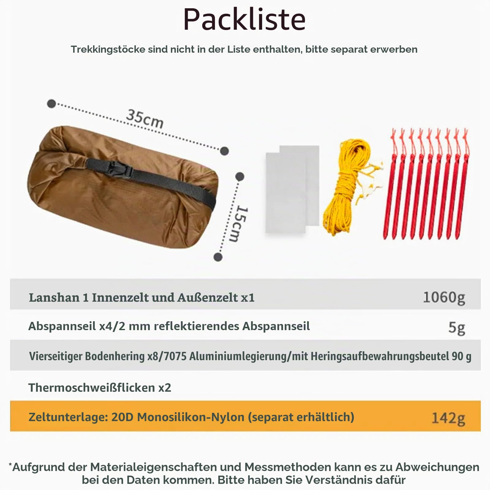 3FULGEAR Lanshan 2 Ultraleichtes 2-Personen-Zelt, 3/4 Saison 15D Silnylon Stangenloses Rucksackzelt für Camping, Wandern & Bergsteigen