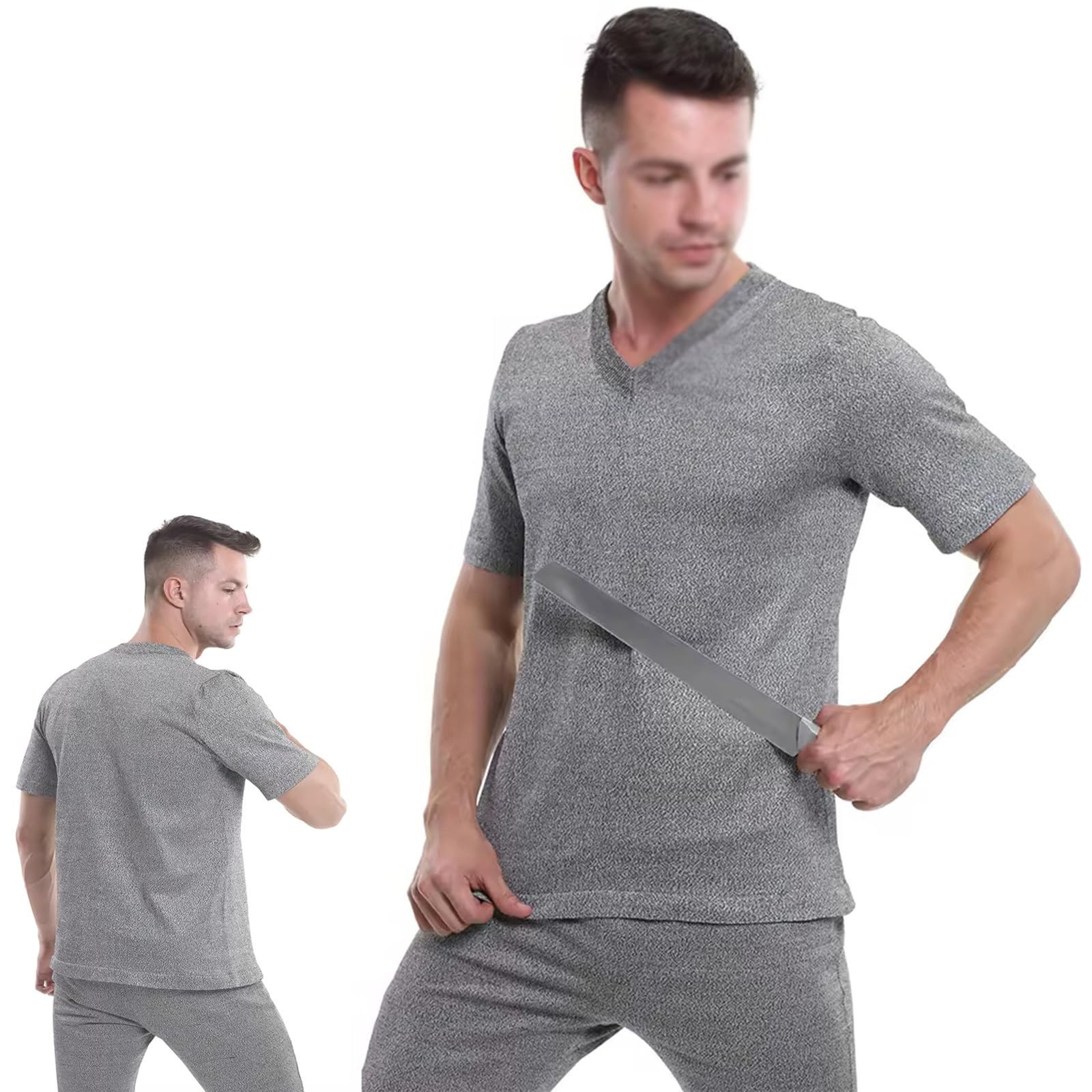 Prenda Superior De Seguridad De Manga Corta Anti-Corte Y Anti-PUñalada, Camiseta Protectora Nivel 5, Chaleco a Prueba De PUñaladas,para Personal Policial Y De Seguridad A-XL