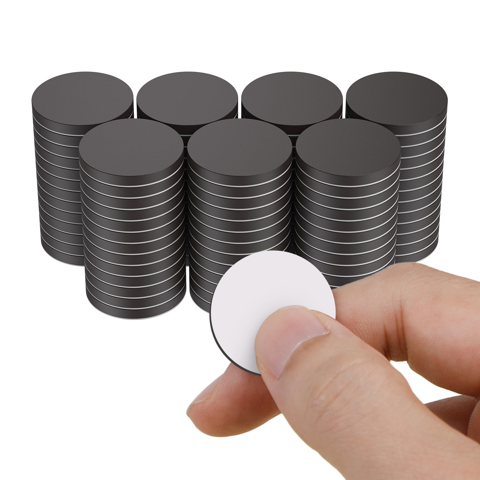 Uniclife 100 Imanes Redondos con Adhesivo, 20 x 2,1 mm - Acero aleado - Imanes Pequeños para Manualidades, Puntos Magnéticos Autoadhesivos - Refrigerador, Pizarras Blancas, DIY