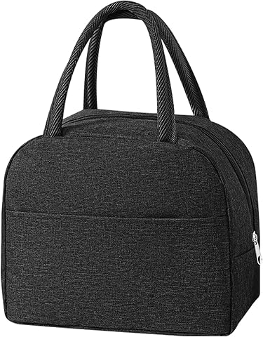 Fousenuk 6L Bolsa Termica Porta Alimentos, Nevera Portatil Pequeña, Bolso con Aislamiento Térmico, Bolsa Isotérmica Impermeable, Lunch Bag, para Hombre Mujere Niño Escuela Oficina Picnic (Negro)