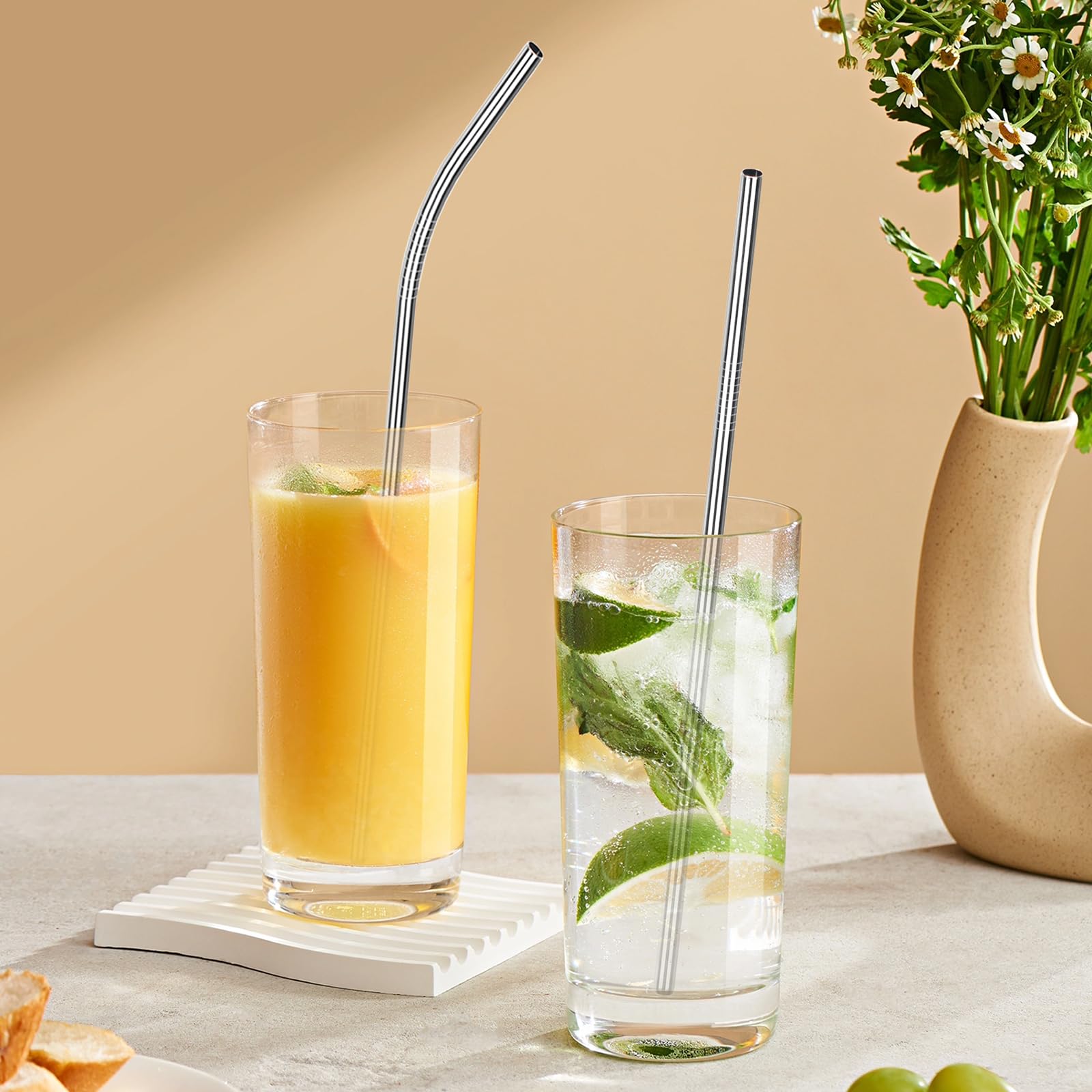 16 Cannucce Riutilizzabili Acciaio Inox 304 - 8 Dritte E 8 Curve Con 2 Spazzole Di Pulizia - Foto 10