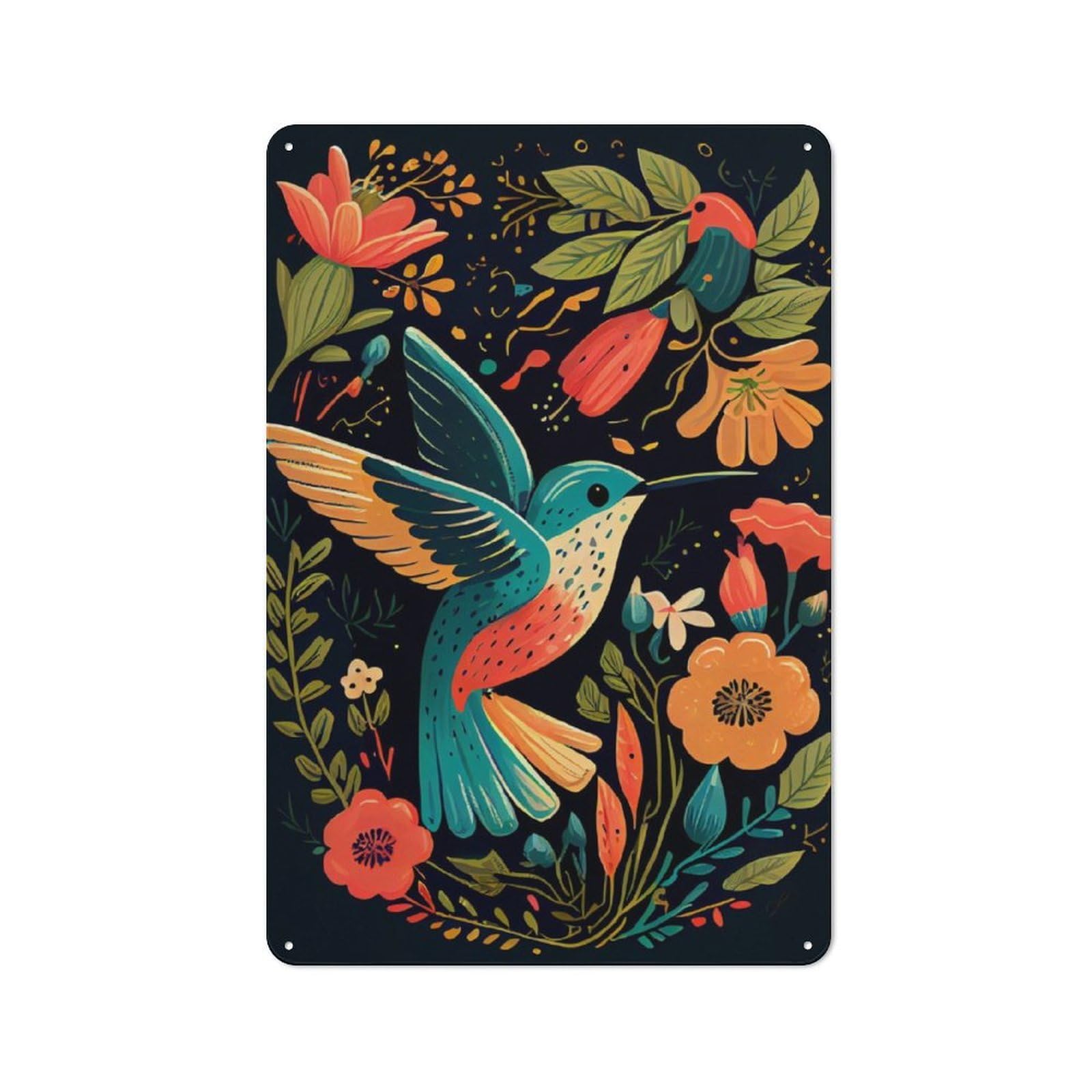 Junmoney Hummingbird Kid Bird For Lounge Or Reading Corner, Vintage Metal Sign 30X20cm, For Cooler-Season Styling In Lounge And Reading Corner