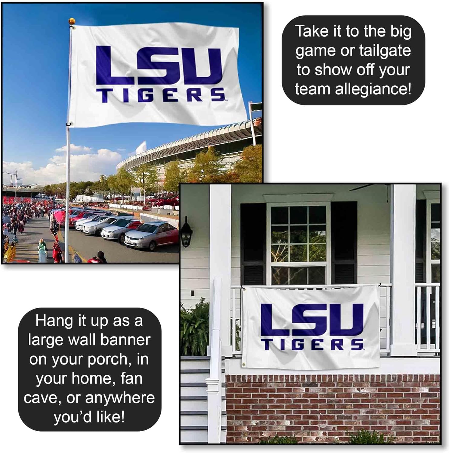 Louisiana State LSU Tigers White Flag - Image 4