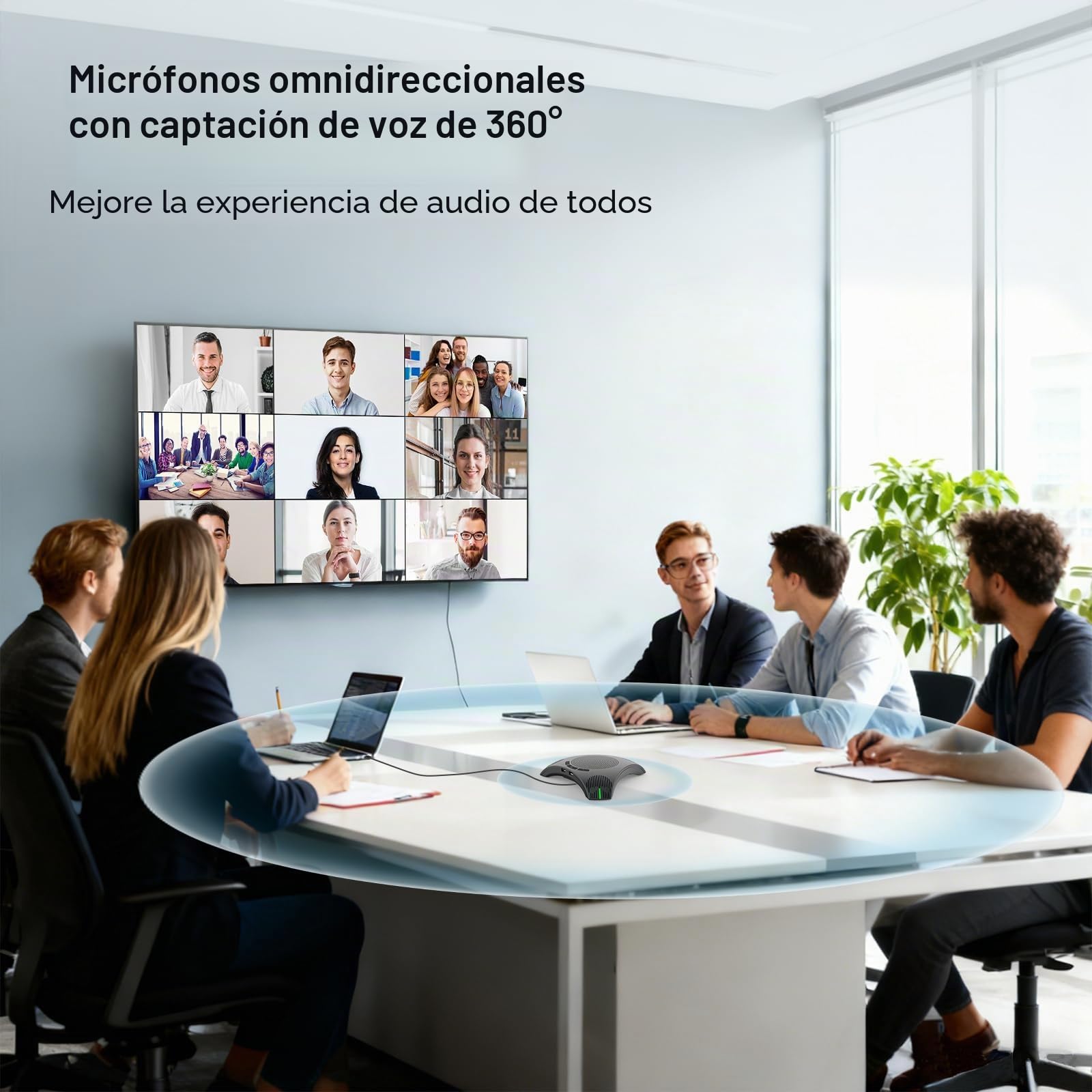 Altavoz y micrófono de conferencia, altavoz USB con captación de voz omnidireccional de 360°, sonido de alta fidelidad, reducción de eco y ruido para negocios, oficina en casa, reuniones en línea
