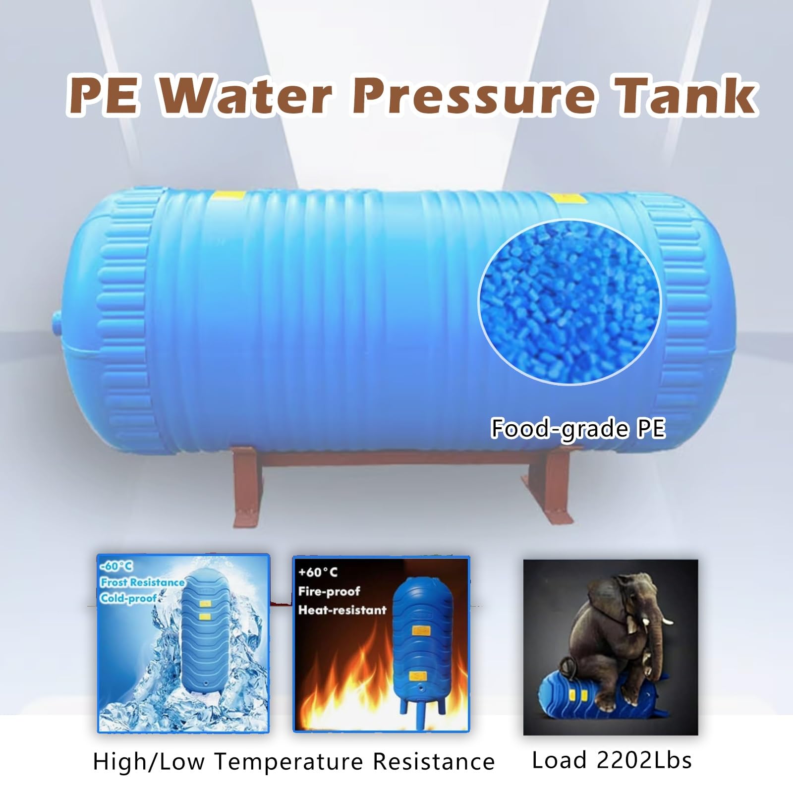 Tanque De PresióN De Pozo Tanques De Presión De Agua Horizontales Para Sistemas De Pozos, Contenedores De Almacenamiento De Agua A Presión De 200L Y 300L(200L/52gal)