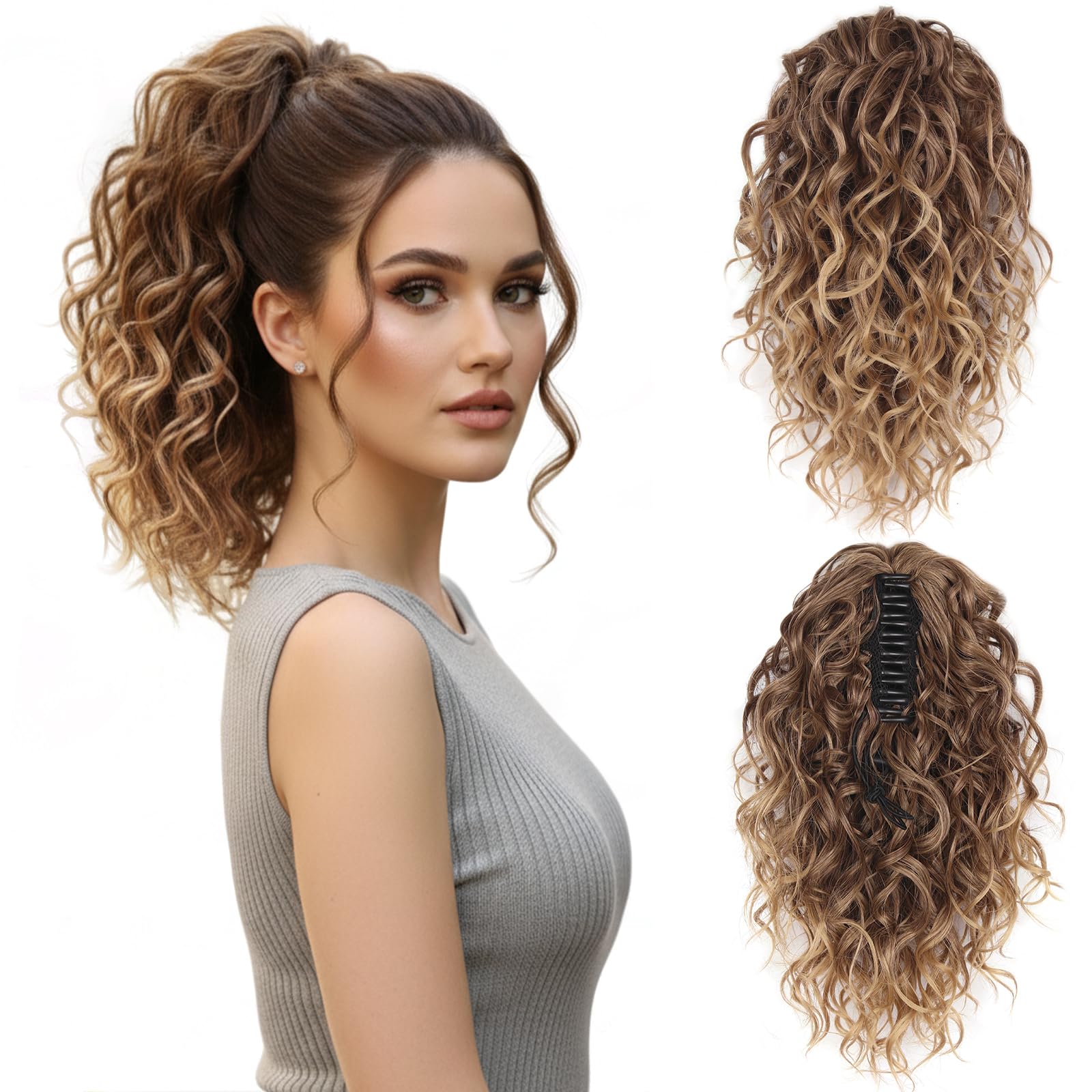 Photo 1 of 12 Inches Ponytail Extension, Curly Claw Clip Ponytail Extension