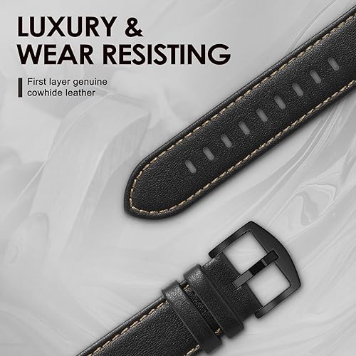 Vista 95 de Correa de cuero compatible con correas de Apple Watch de 1.811 in, 1.772 in, 1.732 in, 1.654 in (Serie 1/2/3) para hombres y mujeres, correa de Azul