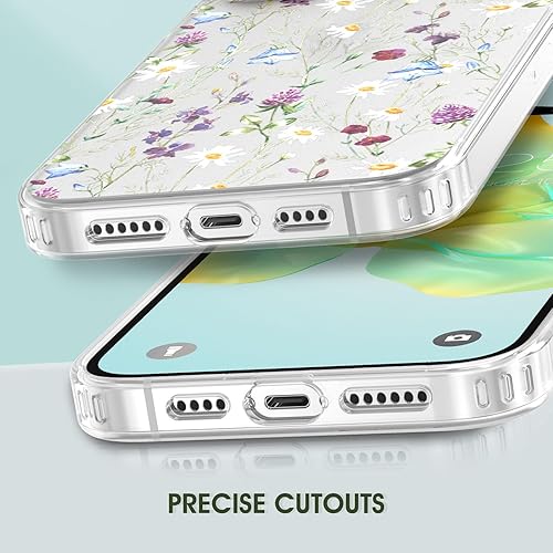 Miniatura 5 de MILPROX Funda compatible con iPhone 15 Pro, compatible con MagSafe, bonito patrón floral de flores para niñas y mujeres, funda protectora magnética