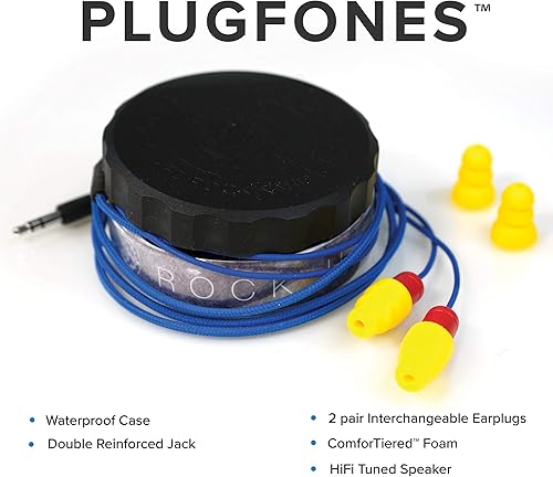 Miniatura 3 de Plugfones Protector VL Audio, tapones para los oídos compatibles con OSHA con sonido, azul y amarillo
