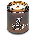 Hemlock Park Crackling Wood Wick Candle Handcrafted with Natural Coconut Wax (Standard 8 oz, Frankincense)