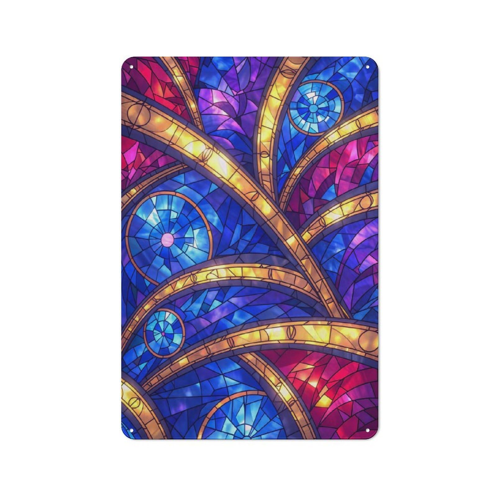 Junmoney Style-14 Metal Plaque 30X20cm With Celestial Patterns For Hallway Wall, Rustic Decor, A Metal Wall Feature For Hallways And Entrance Areas