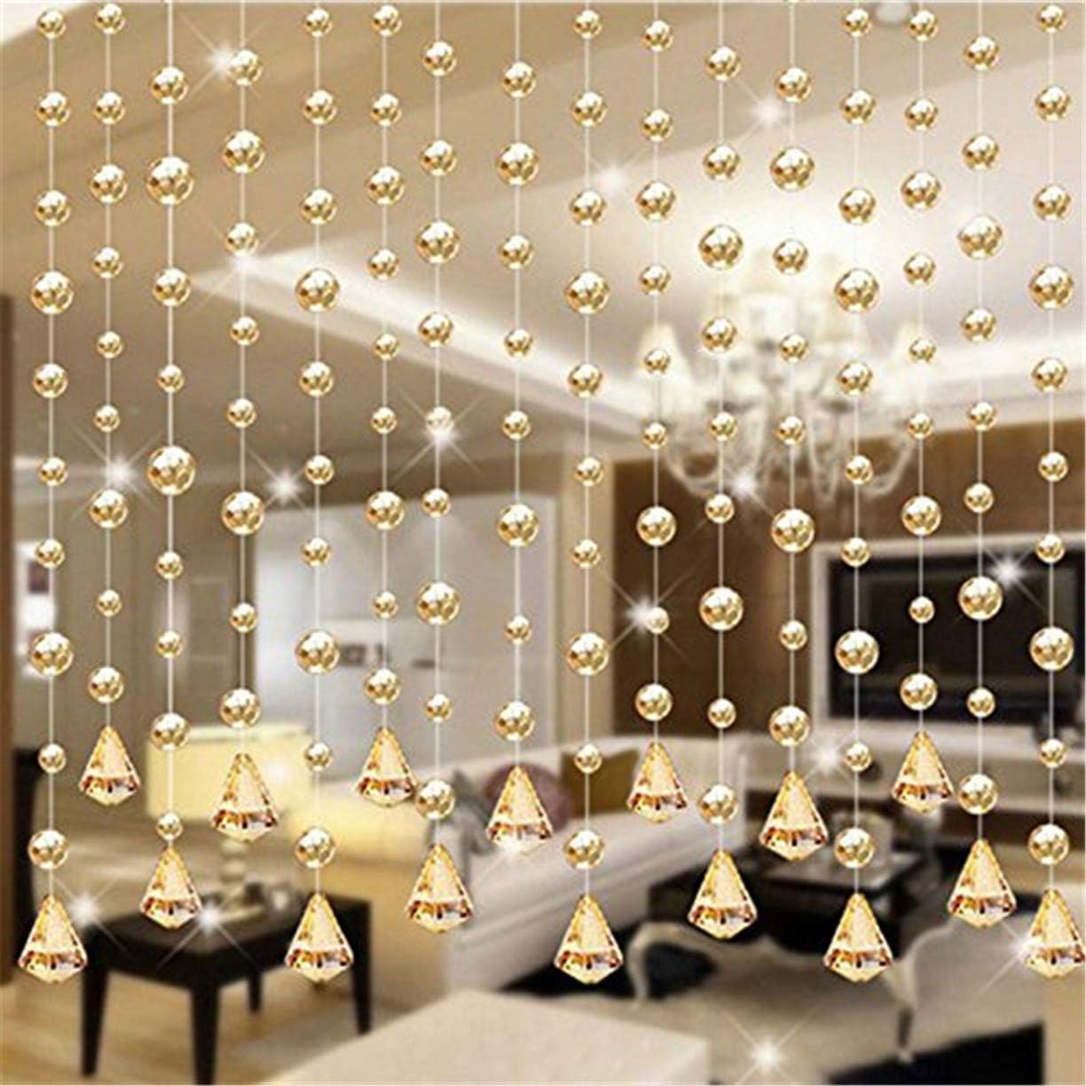 Crystal Clear Garland Hanging Bead Curtain,Clear Iridescent Faux Crystal Beaded Curtain Door String Curtain Wall Panel Fringe