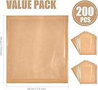 Vista 2 de ZORRITA Paquete de 200 bolsas de panadería termosellables con ventana, papel kraft resistente a la grasa, bolsas para llevar para embalaje