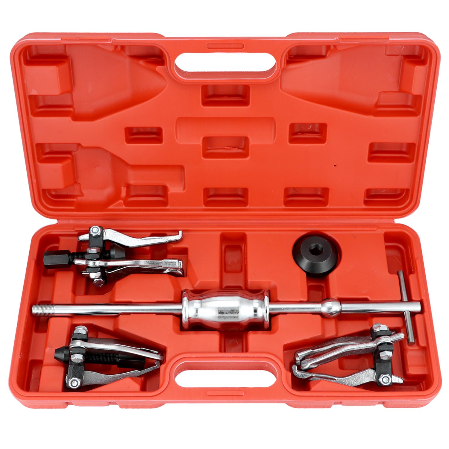 QWORK Juego de extractor de martillo deslizante de 3 mordazas, extractor universal interno y externo de engranaje y polea para mantenimiento automotriz, elimina eficientemente engranajes, rodamientos,