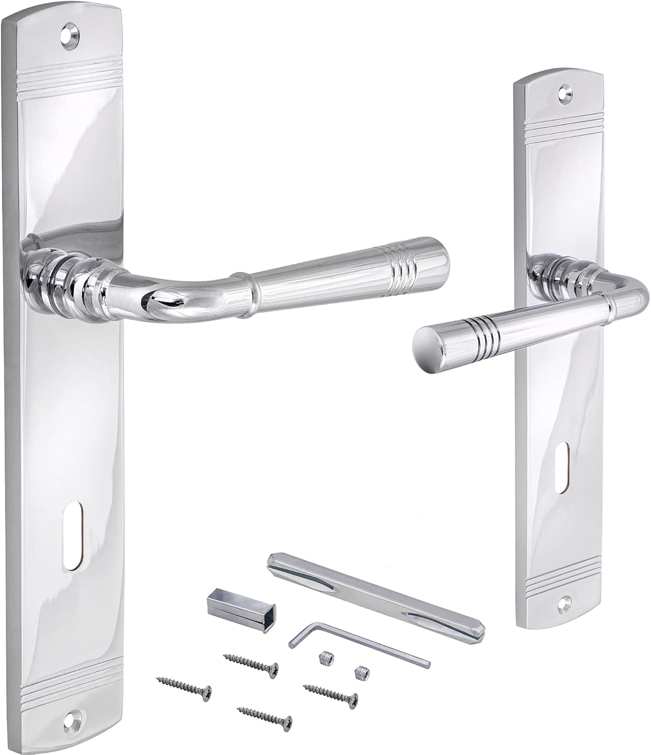 Maniglie Per Porta D'Ingresso Bricard - Set Con Cilindro Europeo, Piastra Emetal, Finitura Argento - Foto 9