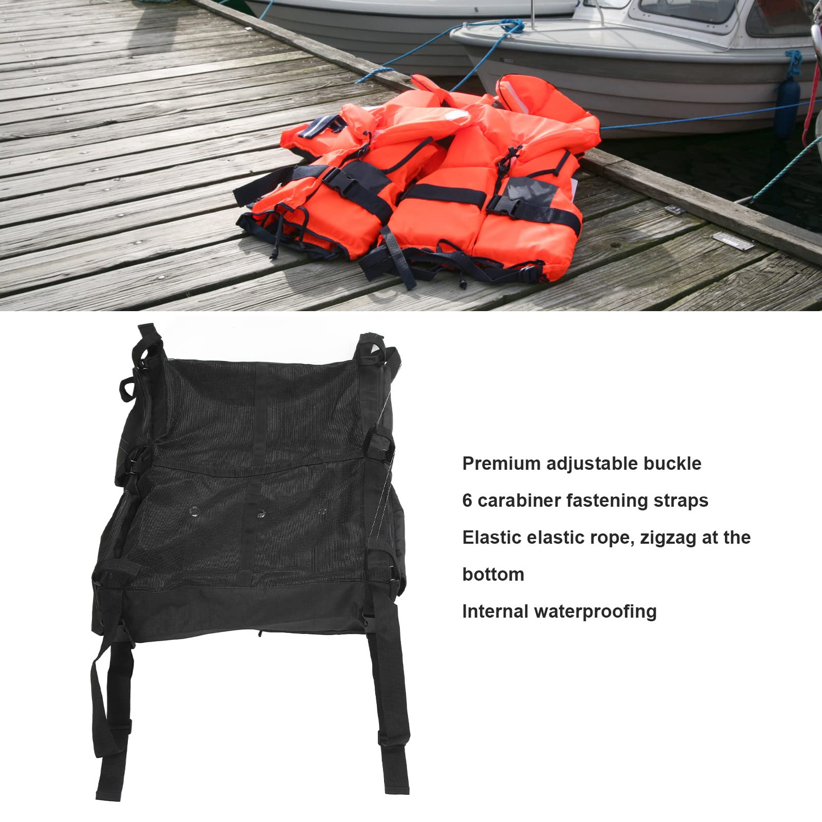 Sac De Rangement Bateau T-Top - Tissu Oxford 600D Résistant - 4 Poches Latérales, 6 Sangles De Fixation - Pour Gilets De Sauvetage, Équipement Nautique