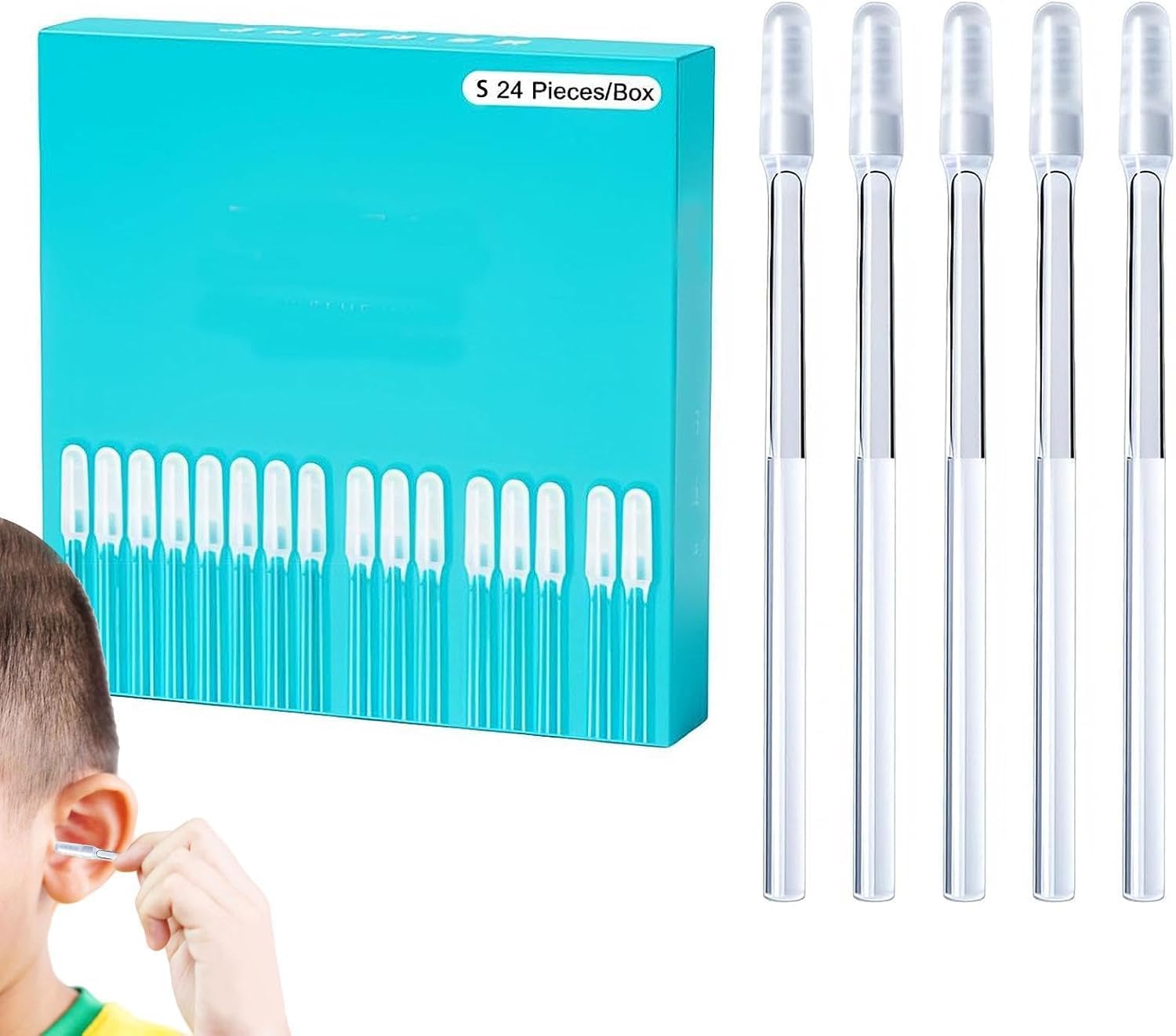 24Pcs Washable Ear Cleaning Stick, Soft Head Sticky Ear Cleaning Buds