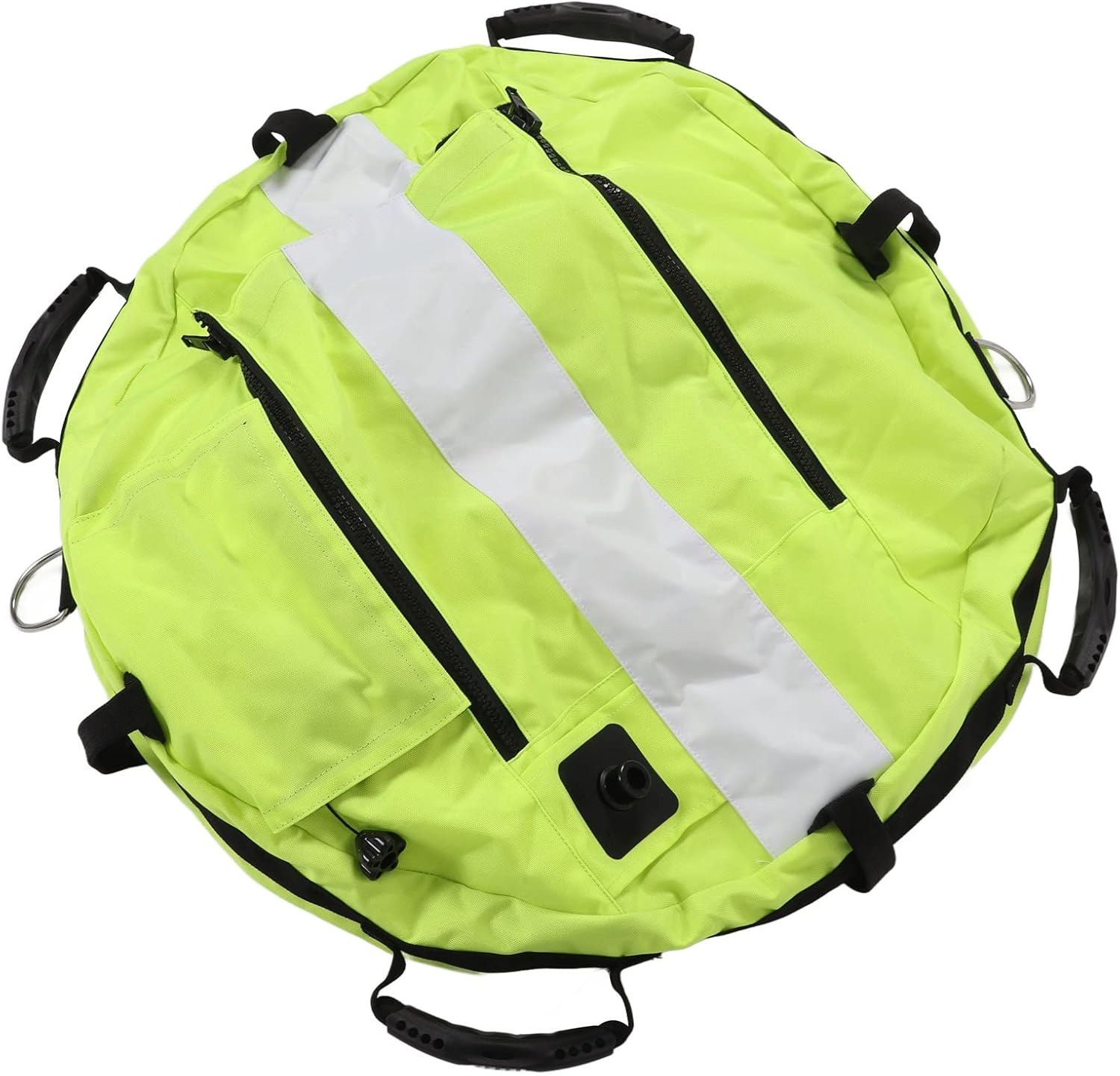 Freediving Float Ball High Visibility Inflatable Buoy Marker with Mesh Bottom and D Rings for Open Ocean Diving Snorkeling Fishing Fluorescent Yellow 210D Nylon 72 x 22cm