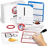 Vista 1 de Gamenote Dry Erase Alphabet and Number Flash Cards - Write and Wipe Laminated ABC Letter Tracing Practice Card for Kindergarten