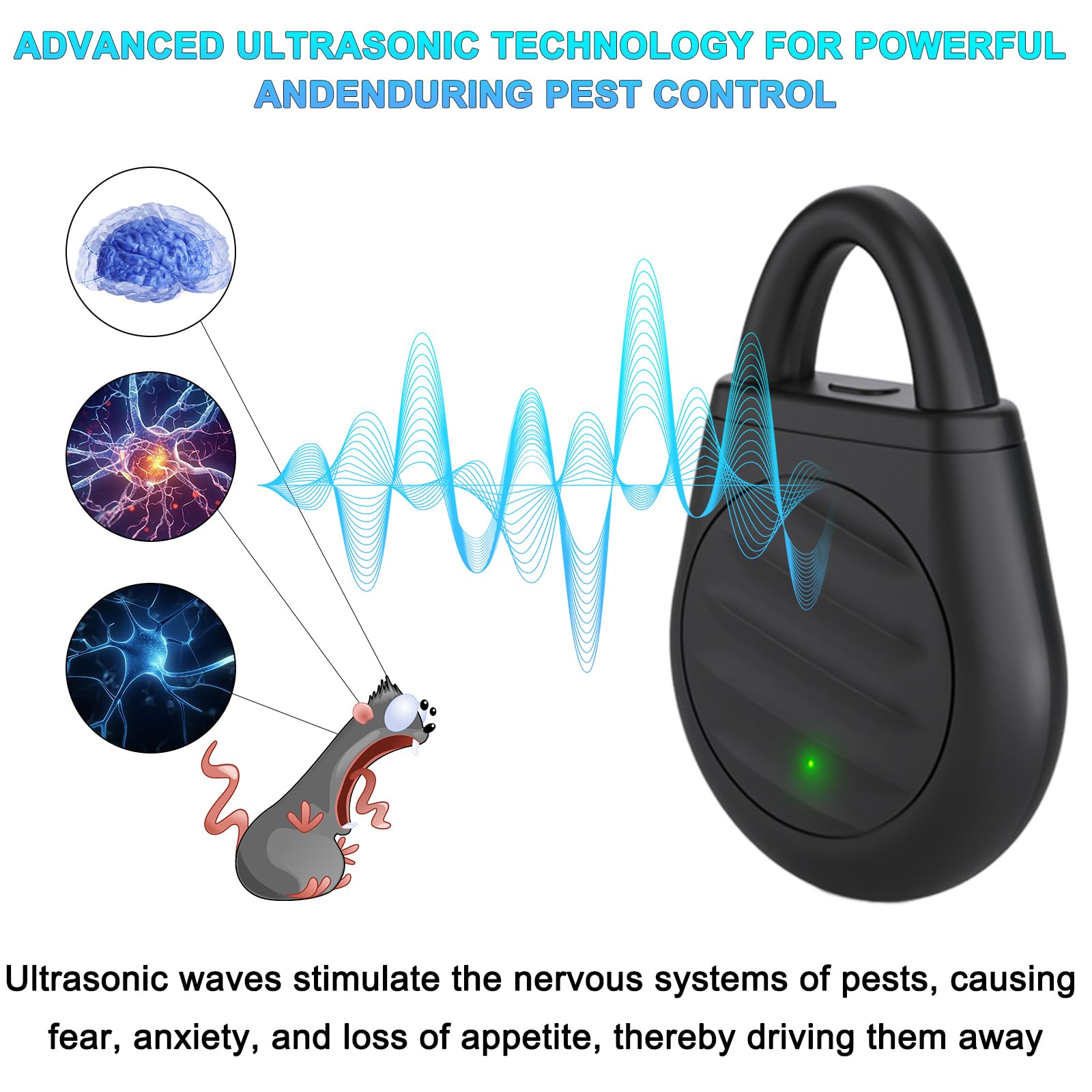 Dispositivo repellente per zanzare a ultrasuoni 2 PZ - Attrezzatura portatile fisica sonica anti-zanzare, repellente per parassiti a ultrasuoni elettronico versatile e affidabile per interni, esterni