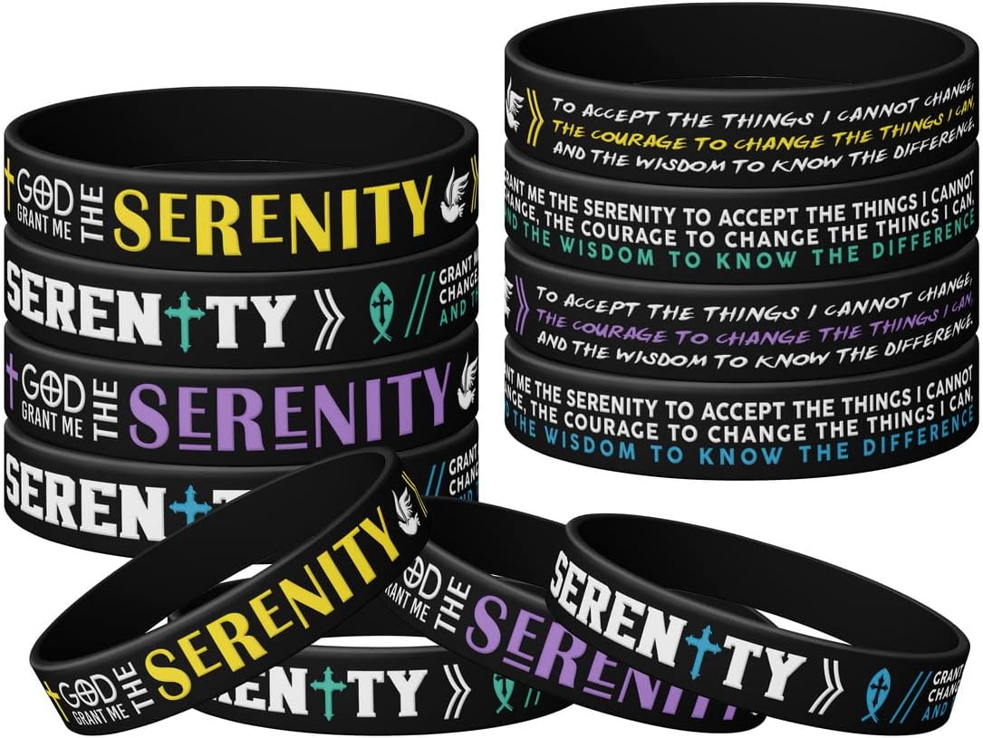 BQL (12pack Serenity Prayer Bracelets Silicone Wristbands