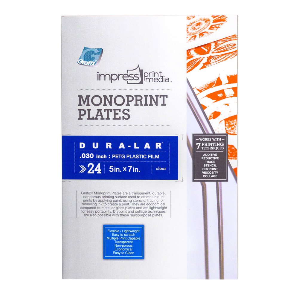 Grafix 5 x 7”, Pack of 24 – Transparent, Lightweight, Non-Porous .030” Polyester Monoprinting Surface, Economical Alternative to Metal or Glass Plates, 5" x 7"