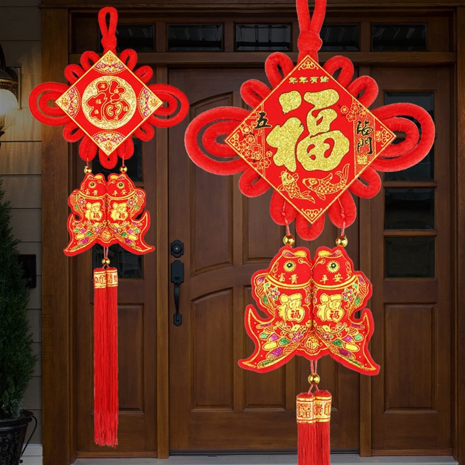 Nodo Cinese, Ciondoli Anno Lunare, Confezione da 2 Nappe Decorazione Capodanno Ornamenti Ciondolo Orientale Rosso Fortunato for Regali di Capodanno Festival di Primavera Nappe Nodi Cinesi