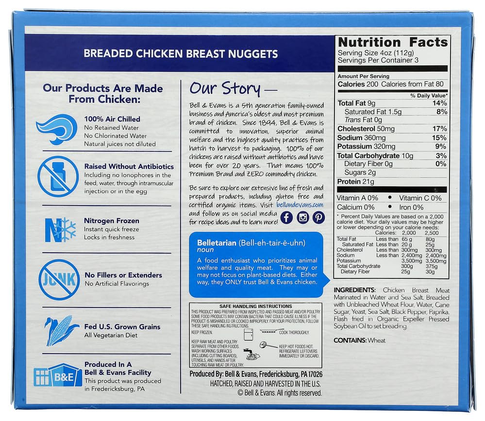 Bell Evans Frozen Chicken Nuggets Raised without Antibiotics 12 oz — view 2