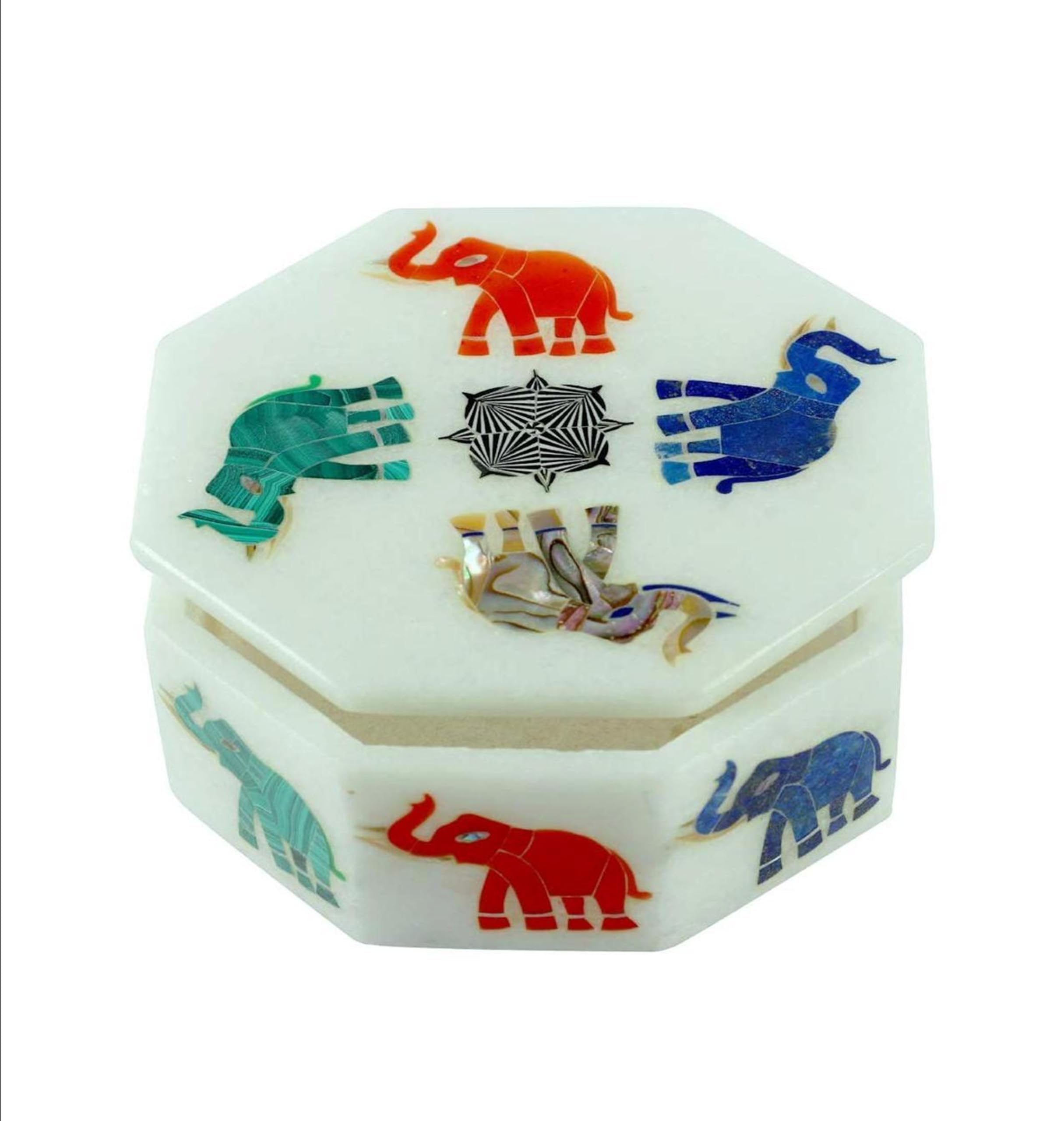Boîte cadeau éléphant Art en marbre gravé pour colliers