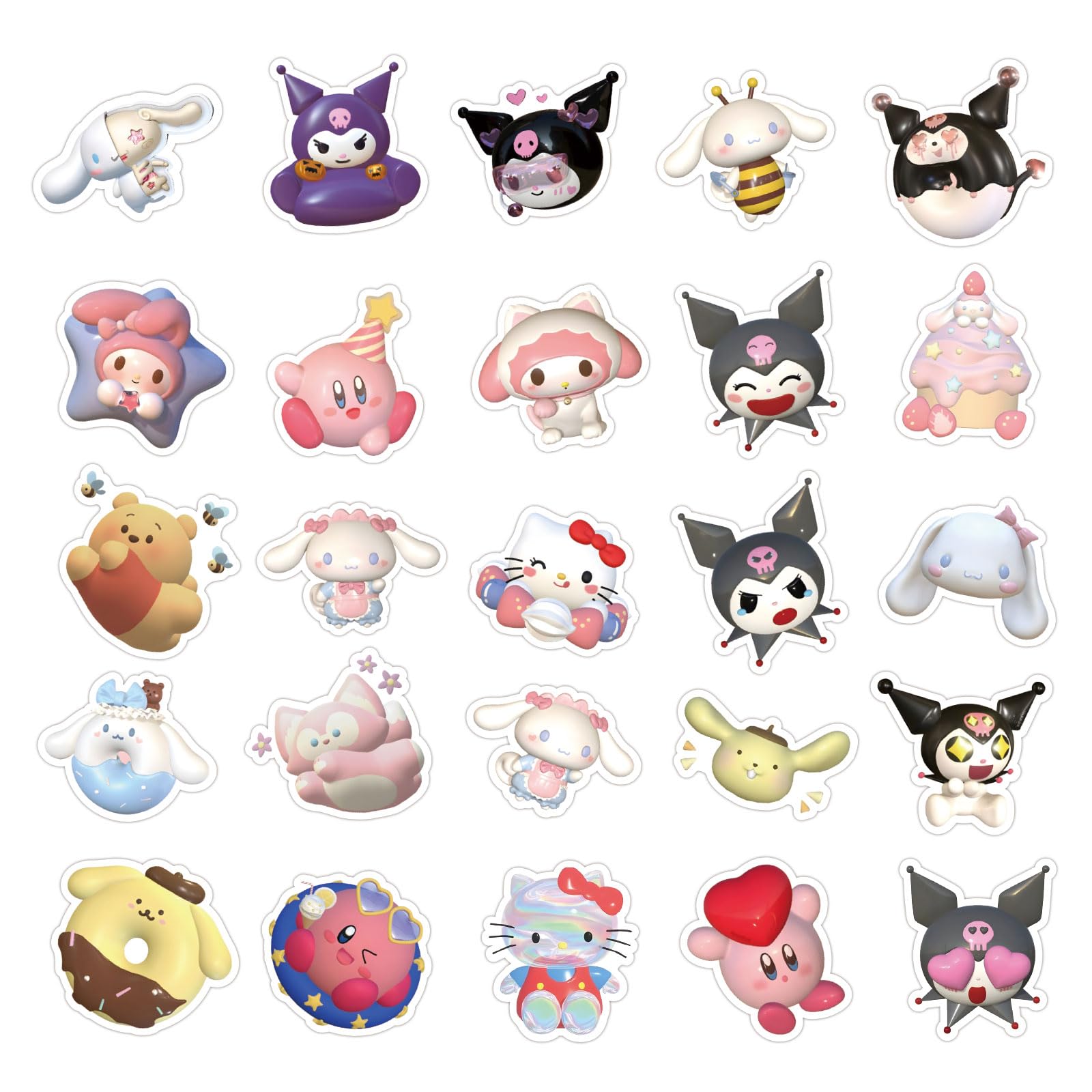 Cartoon kattenstickers, 50 stuks, 5 cm waterdichte PVC