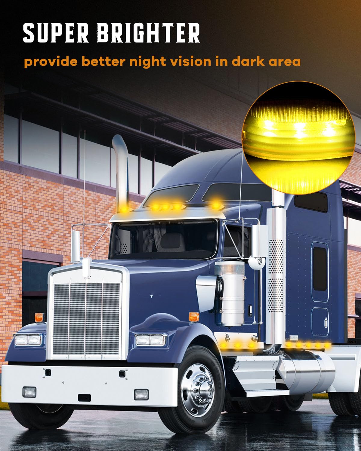 cciyu 2x 3 Led Teardrop Amber Cab Light 3LED Cab Marker Light Front Top Clearance Roof Running Light Top Marker Clearance Running Lights Van Pickup Truck Trailer Semi Lights
