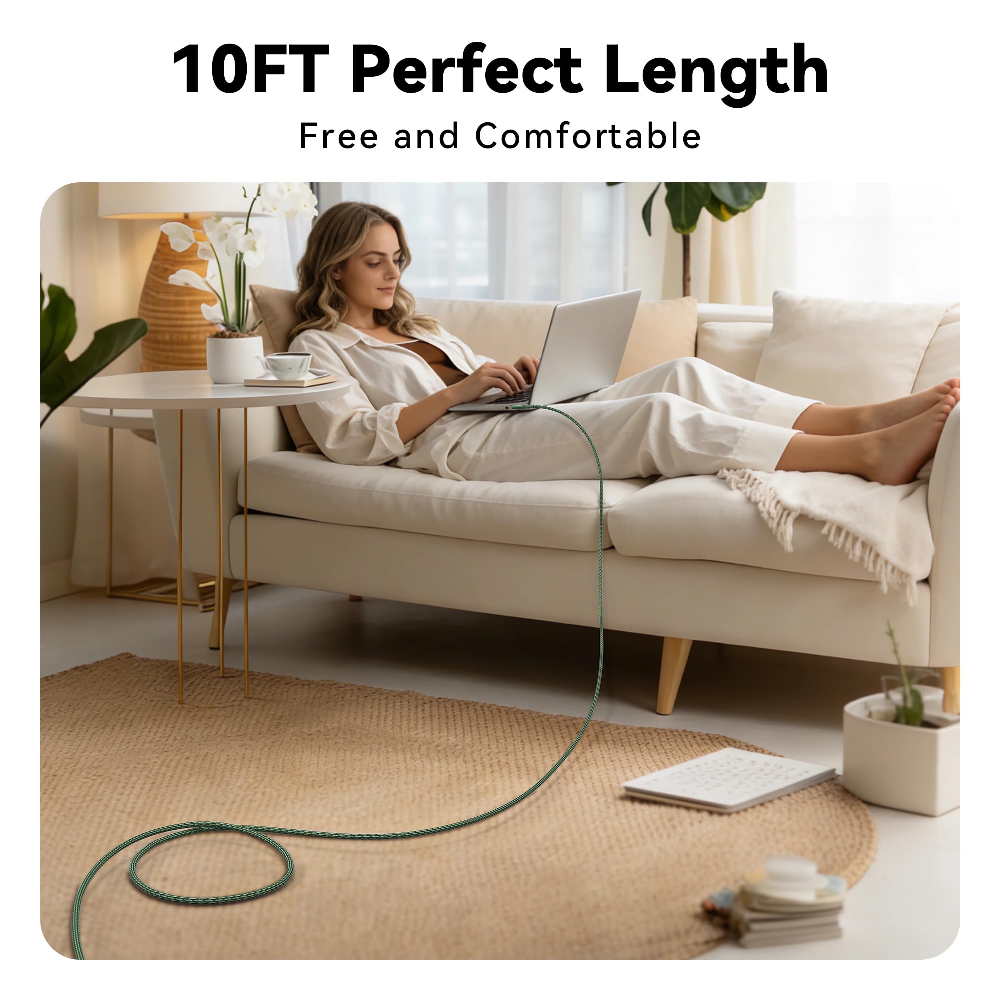 toocki Cavo da USB C a USB C da 240 W, 3,1 m, confezione da 2, cavo di ricarica 2 in 1 da USB A/C a tipo C, ad angolo retto PD 3.1, ricarica rapida per iPhone 17, 16, 15 Pro Max, MacBook Pro, iPad