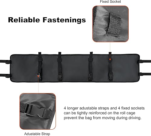 Vista 18 de MYDAYS Funda organizadora de jaula enrollable UTV, bolsa de almacenamiento trasera de carga, solución de almacenamiento de herramientas para la Negro