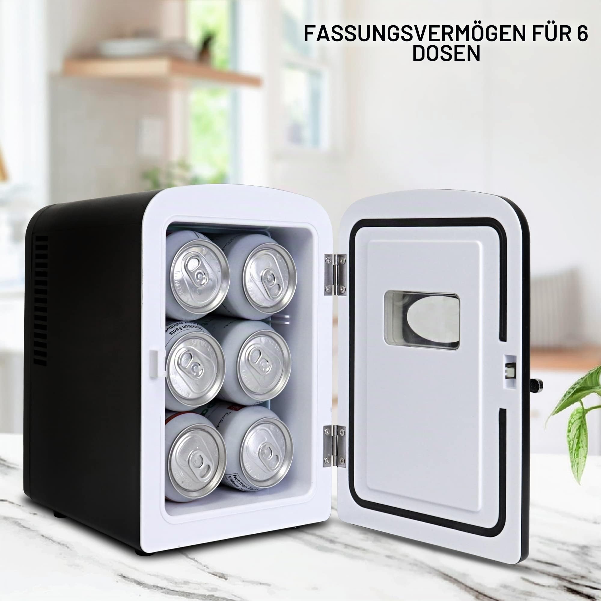 Koolatron Retro Mini Kühlschrank 4 Liter Kleiner Kühlschränk für Kosmetik und Getränke Mini-Kühlschränke mit 220V AC/12V DC Kleiner Kühlschrank für Schlafzimmer für Autos Büros