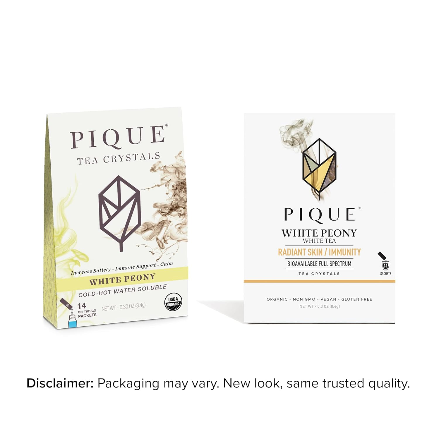 Pique Organic White Peony Tea Crystals - Antioxidants for Radiant Skin, Immune Support, Fujian Chinese Caffeinated Tea - 14 Single Serve Sticks (Pack of 1)