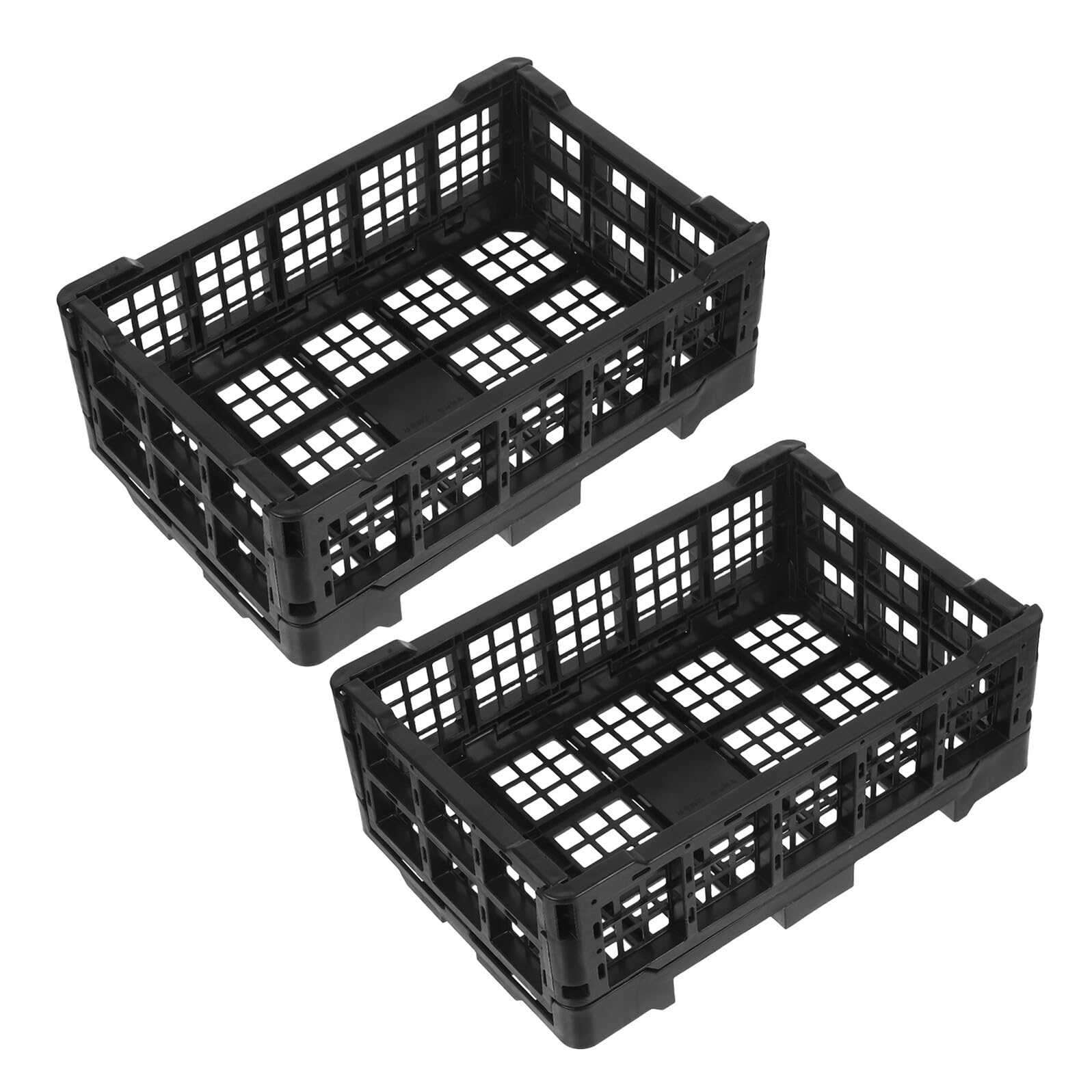 Cabilock 2 Cestas Organizadoras Plegables de Plástico Negro para Almacenamiento en Cocina y Armario, Ligeras y Compactas para Hogar y Oficina