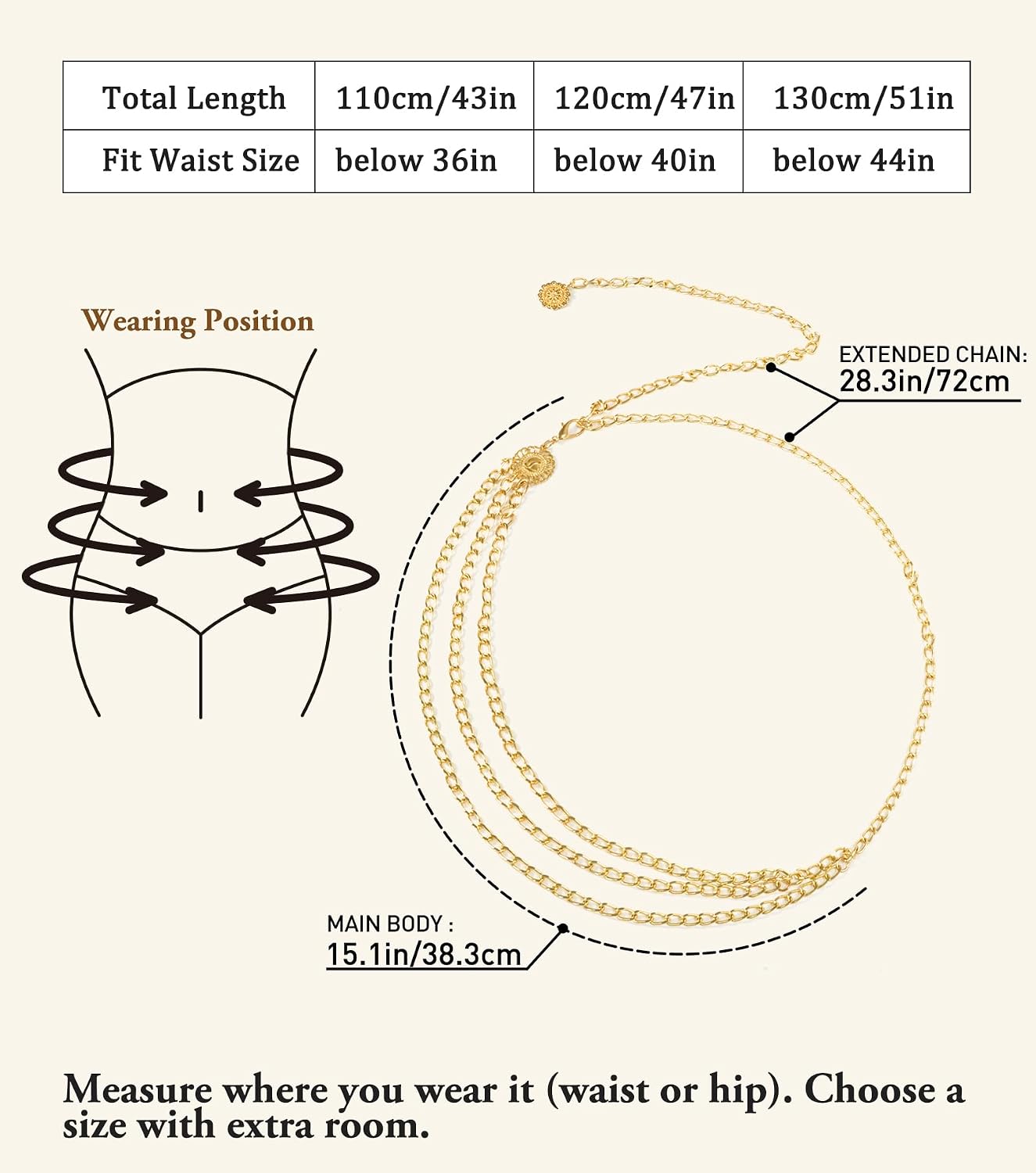 Nackiy Western Chain Belt for Women, Boho Cowgirl Belt for Dresses & Jeans
