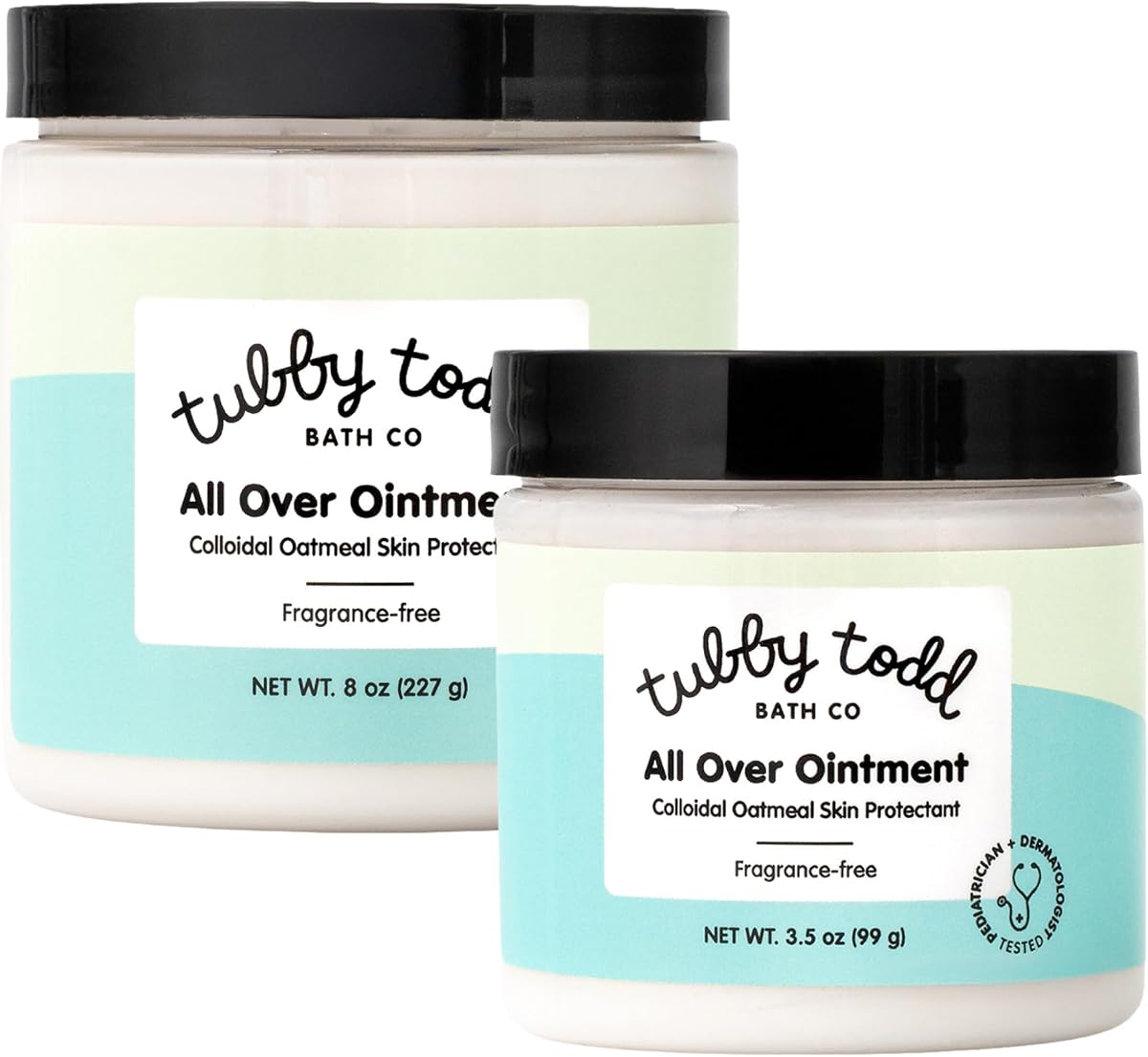Tubby Todd All Over Ointment, Baby Eczema Cream for Sensitive Skin | Multi-Purpose Baby Skin Relief Cream for Dry Skin, Steroid & Gluten Free, 3.5 oz and 8 oz, 2 Pack, Fragrance Free