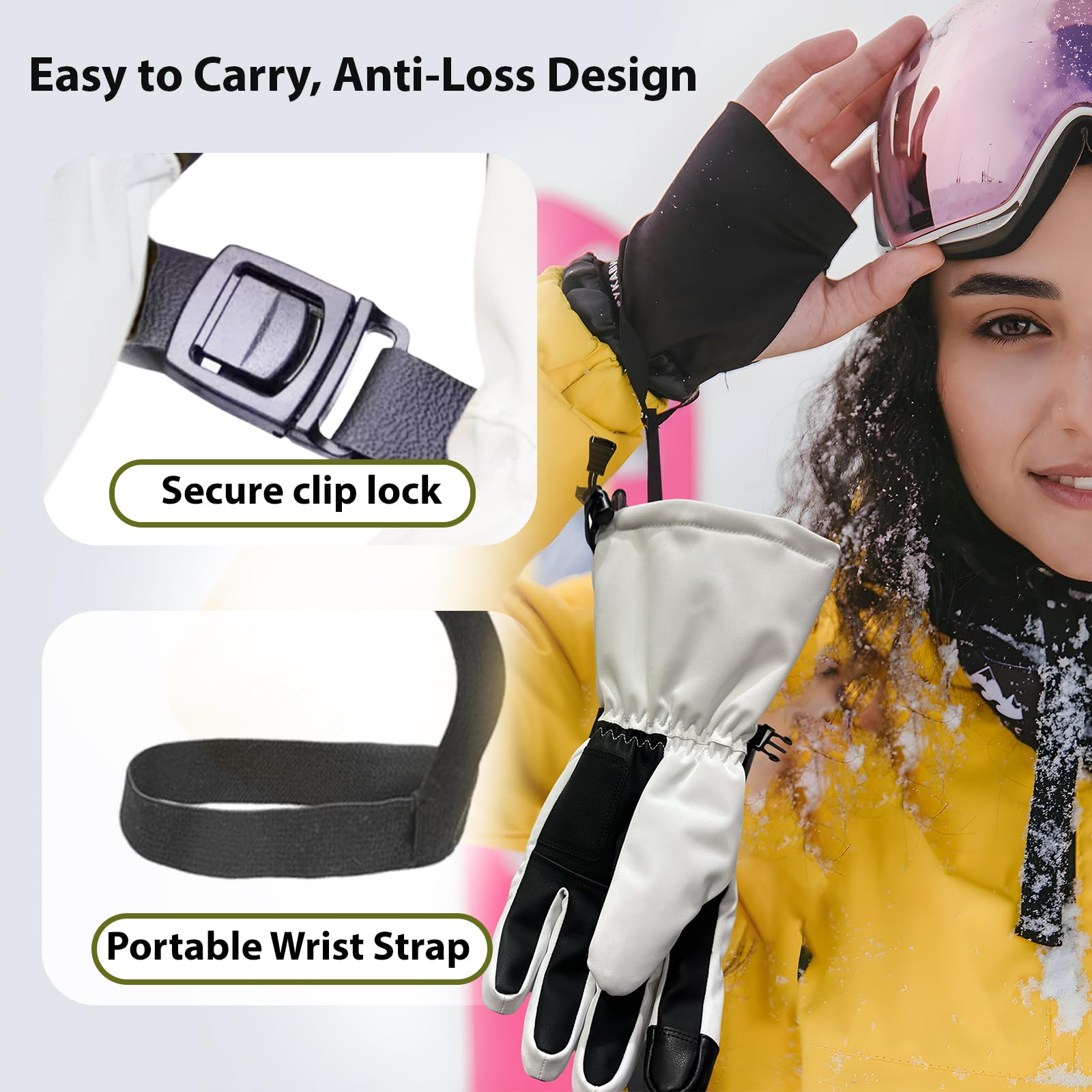 BLUEVER Guanti da Sci Impermeabili Termici, Touchscreen Antivento per Uomo Donna, per Sci, Snowboard, Ciclismo, Corsa in Inverno