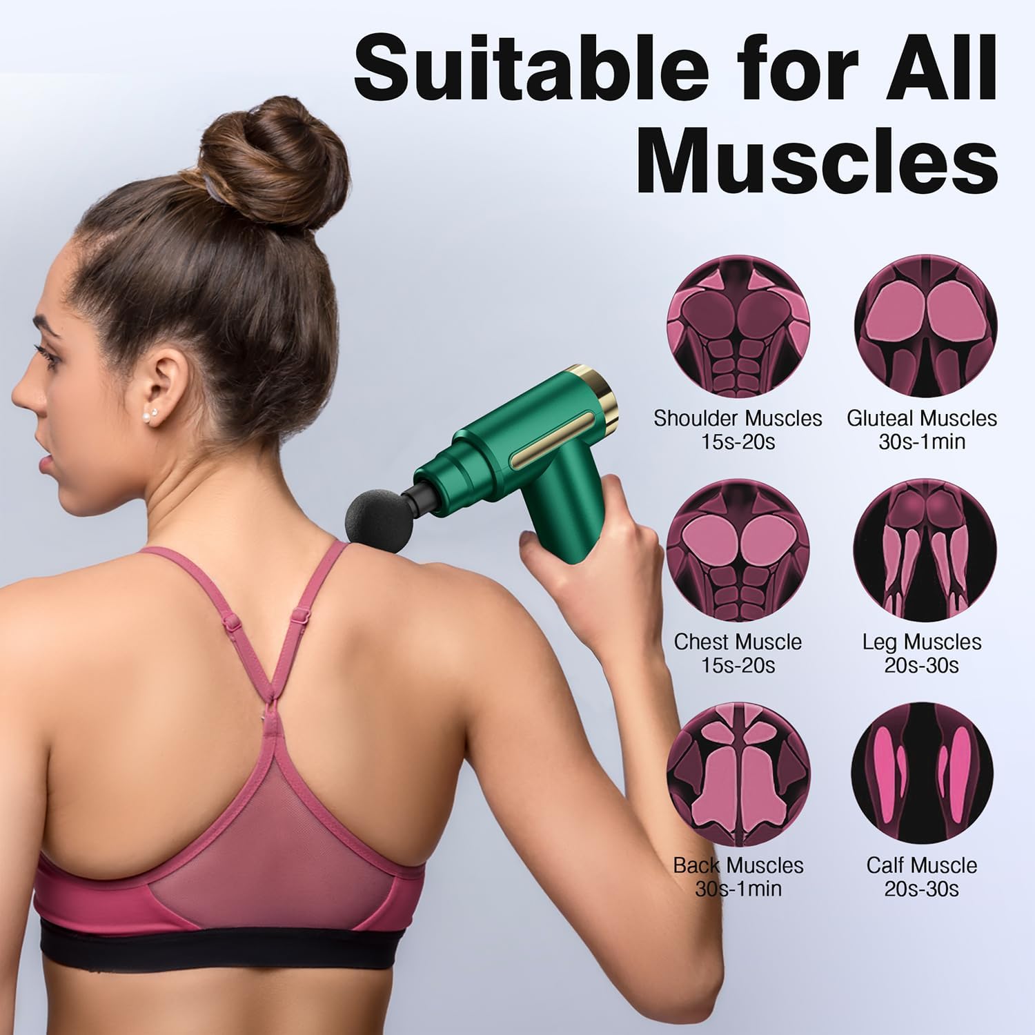 cotsoco Mini Handheld Massage Gun, Deep Tissue with 6 Speeds, Cordless Muscle Massager with 4 Heads,Type-C Charging, Travel Size, Best Gifts - Image 6